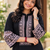black color thread work cotton anarkali top palazzo set