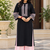 black color thread work cotton anarkali top palazzo set