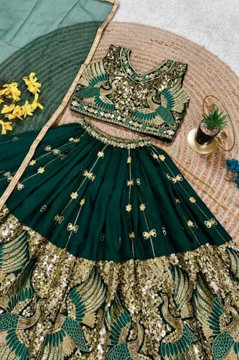 kids greenbaz embroidered lehenga choli with dupatta