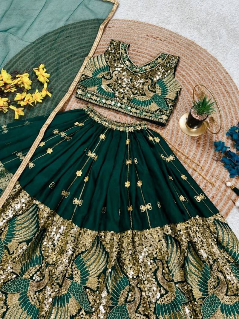 kids greenbaz embroidered lehenga choli with dupatta