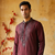 Marron embroidered kurta pajama in pure silk fabric