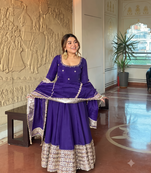 Jambli embroidered anarkali kurta set with pant and dupatta for women