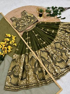 kids mehndi green embroidered lehenga choli with dupatta 3