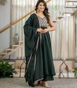 Green natural crepe silk  party  embroidery wear palazzo suit set