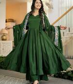 Green vichitra silk  party  embroidery wear palazzo suit set