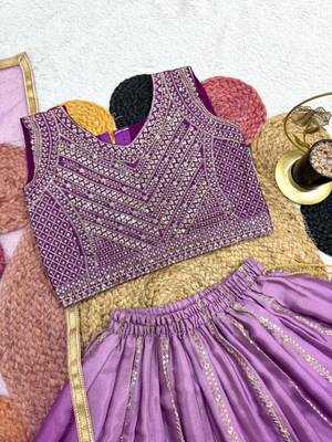 kids purple embroidered lehenga choli with dupatta 4