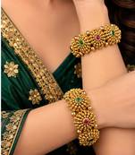 Multicolor copper bangles with bar stone & kundan 