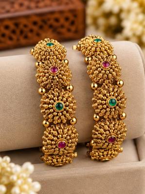 Multicolor copper bangles with bar stone & kundan  2