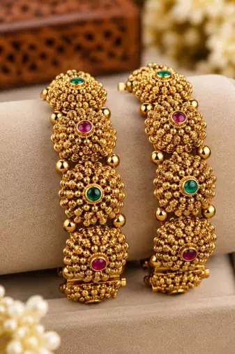 Multicolor copper bangles with bar stone & kundan 
