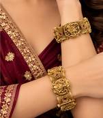 Multicolor copper bangles with bar stone & kundan 