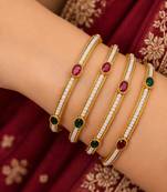 Multicolor copper bangles with bar stone & kundan 