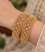Multicolor copper bangles with bar stone & kundan     2 pcs