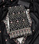 Black vichitra silk embroidered unstitched suit