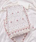 White vichitra silk embroidered unstitched suit