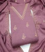 Vichitra silk embroidered unstitched suit with heavy santoon bottom and vichitra silk dupatta