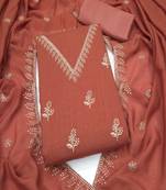Vichitra silk embroidered unstitched suit with heavy santoon bottom and vichitra silk dupatta