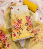 Simmer print unstitched suit with heavy santoon bottom and soft cotton dupatta
