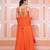 Orange lehariya anarkali set