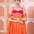 Orange lehariya anarkali set