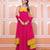 Pink lehariya anarkali set