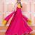 Pink lehariya anarkali set