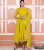 Lime green lehariya anarkali with jacket