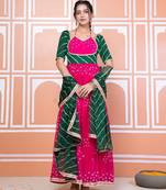 Pink bandhani anarkali set