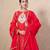 Red chanderi anarkali set