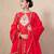 Red chanderi anarkali set