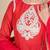 Red chanderi anarkali set