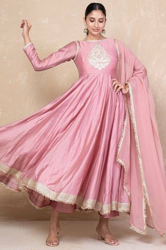 Ethnic chanderi anarkali set
