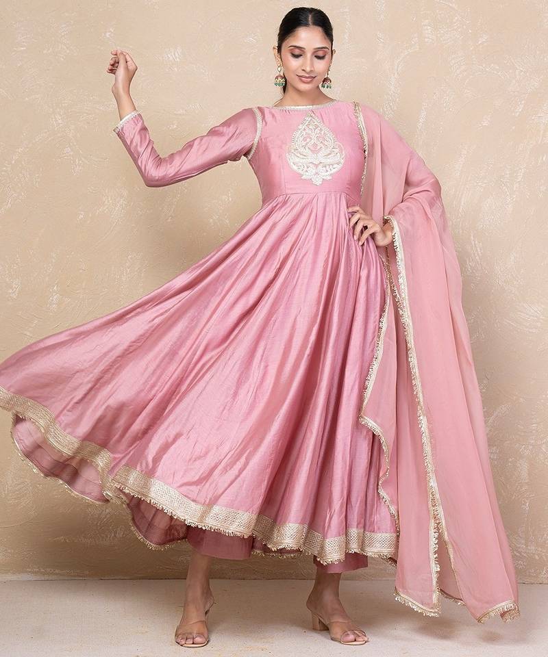 Ethnic chanderi anarkali set