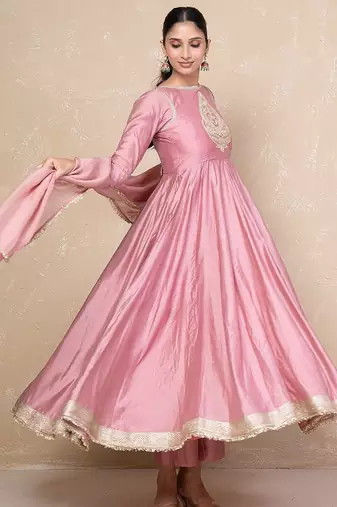 Ethnic chanderi anarkali set