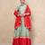 Green chanderi anarkali set