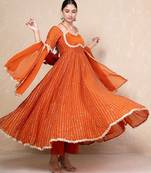 Orange anarkali set