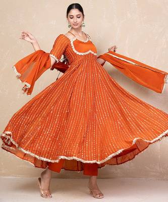 Orange anarkali set 2