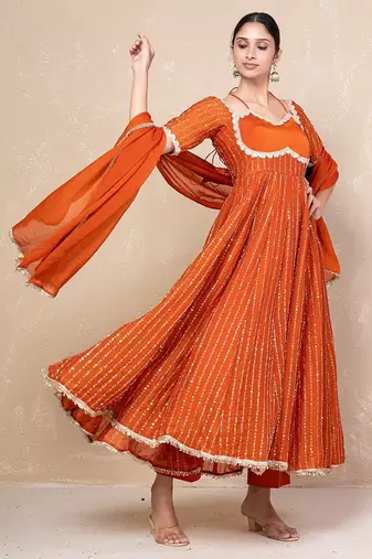 Orange anarkali set