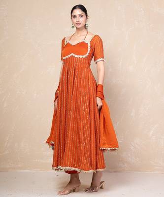 Orange anarkali set 5