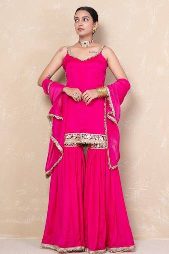 Pink short kurti with garara