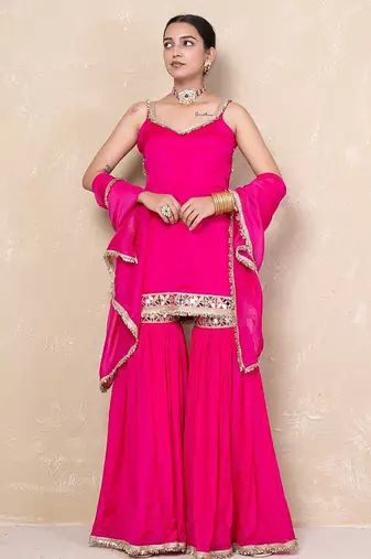 Pink short kurti with garara
