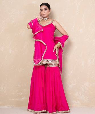 Pink short kurti with garara 2