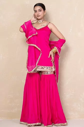 Pink short kurti with garara