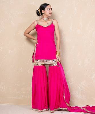 Pink short kurti with garara 3