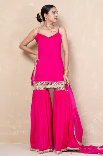 Pink short kurti with garara
