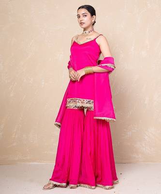 Pink short kurti with garara 4