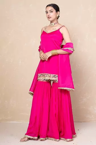 Pink short kurti with garara