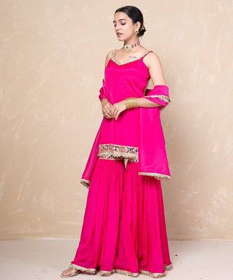 Pink short kurti with garara 5