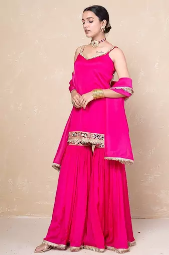 Pink short kurti with garara