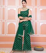 Green one shoulder kurta set