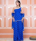 Blue one shoulder kurta set